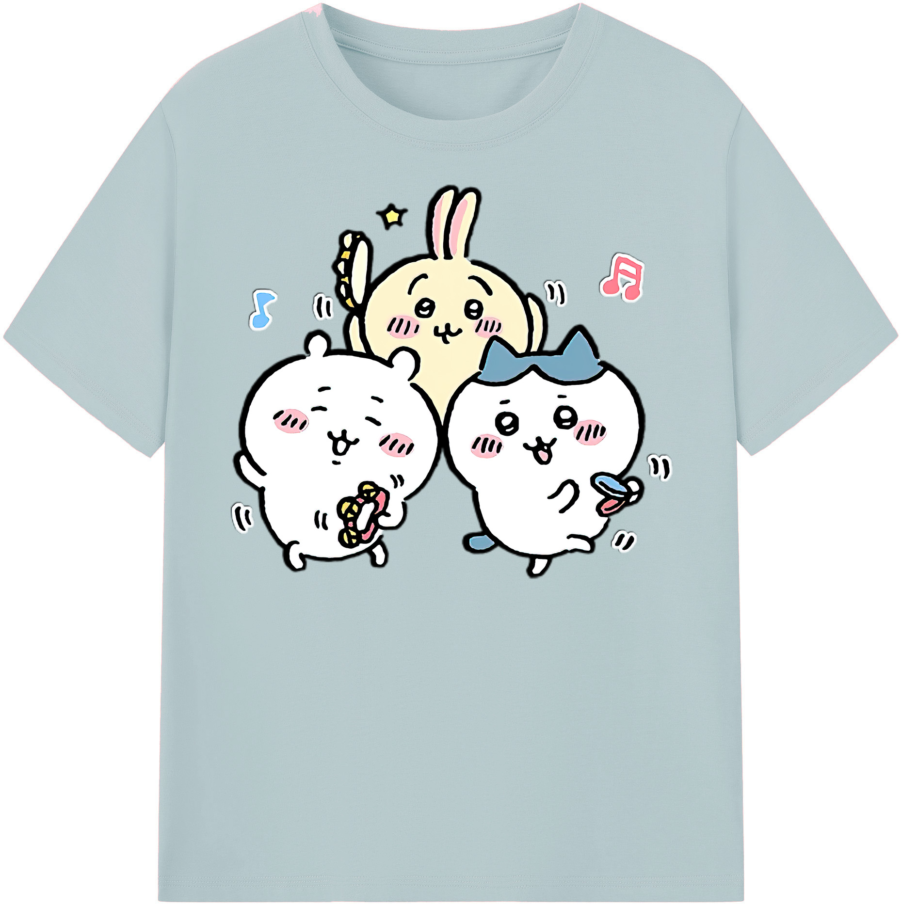 （画像用） ちいかわ ハチワレ Chii-kawa hachiware 綿100％半袖Tシャツ（フロントプリント）